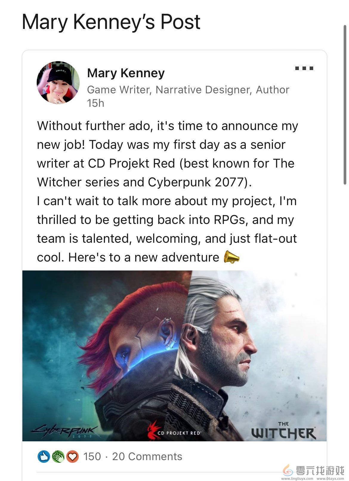 CDPR危？ZZZQ女拳加盟 担任高级编剧(图4)