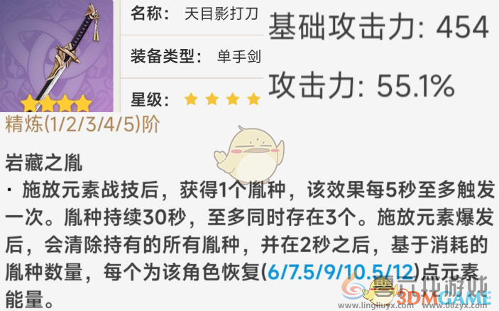 原神单手剑天目影打刀数据一览(图1) 原神单手剑天目影打刀数据一览(图1)